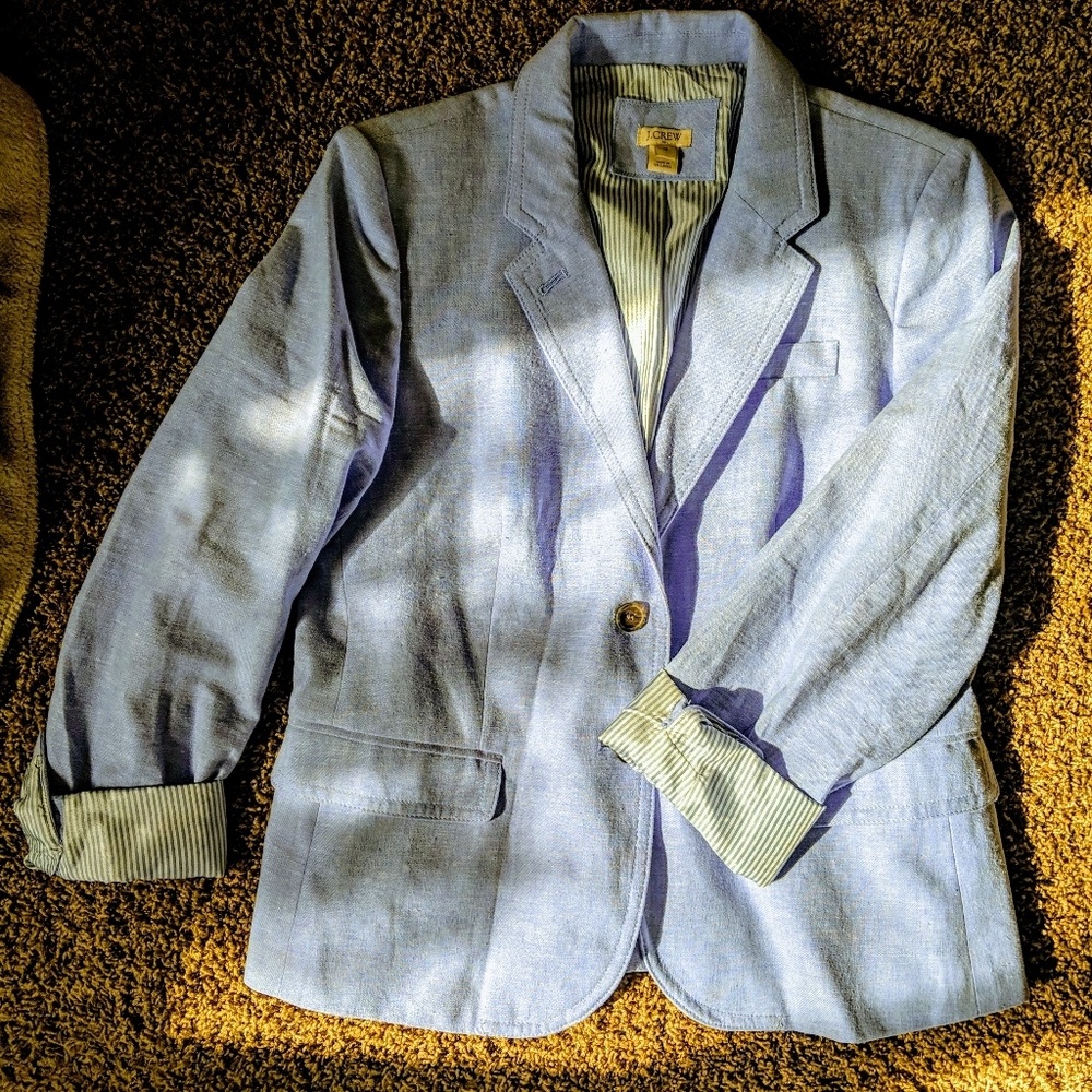 NWOT Light Blue J. Crew Linen Blazer